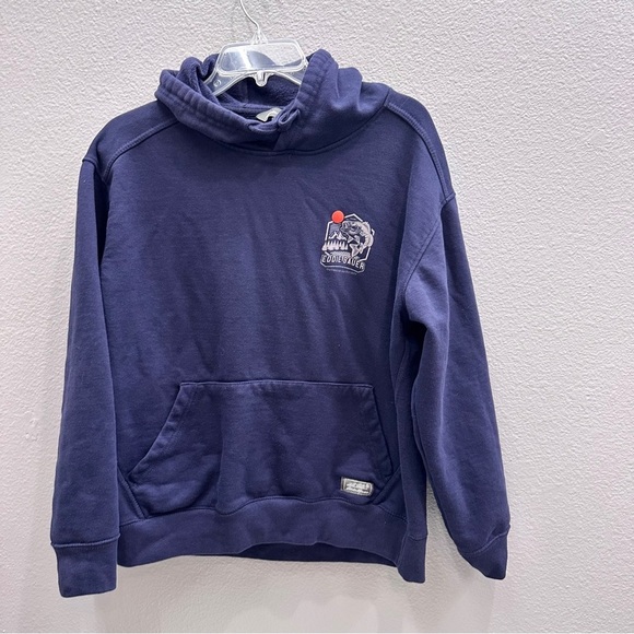 Eddie Bauer Hoodie Mens Size Medium Navy Bass Fish Outdoors Pocket - Picture 2 of 8